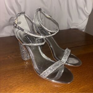 Nine West Shimmering Silver Strappy Heels
